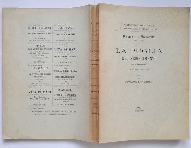 LA PUGLIA NEL RISORGIMENTO di Antonio Lucarelli 4 volumi 1931 …