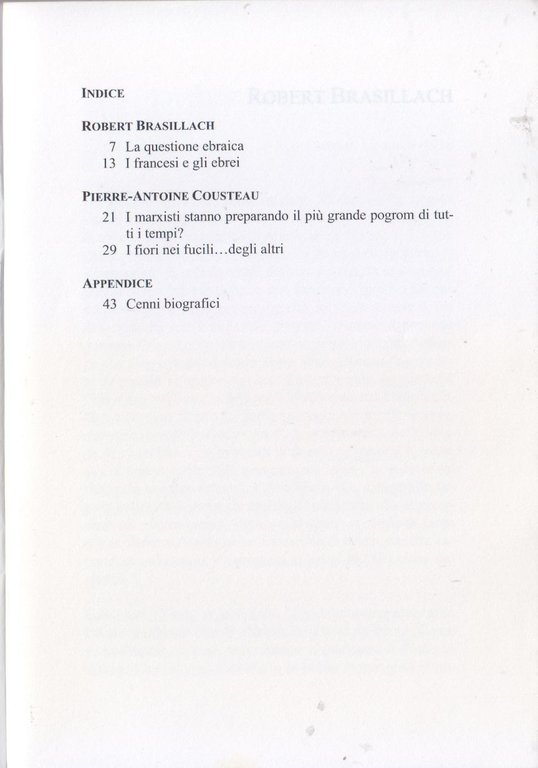 LA QUESTIONE EBRAICA di Robert Brasillach Pierre Cousteau 2004 Effepi …