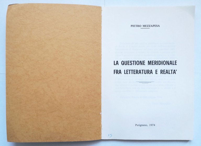 LA QUESTIONE MERIDIONALE FRA LETTERATURA E REALTÀ di Pietro Mezzapesa …