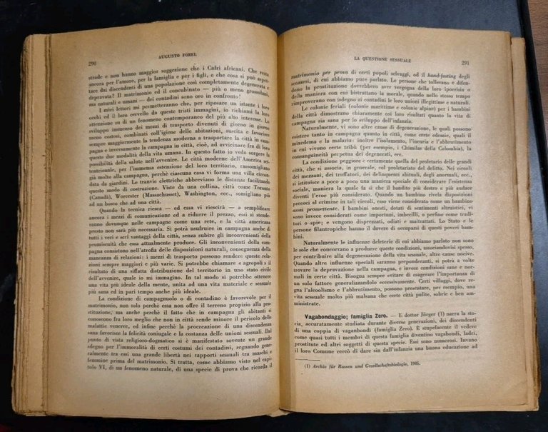 LA QUESTIONE SESSUALE di Augusto Forel 1945 Fratelli Bocca Libro …