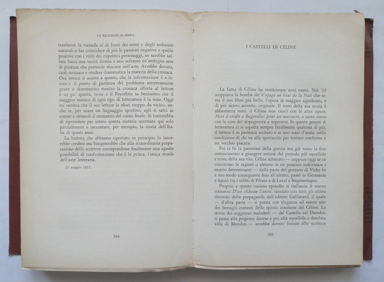 LA RELIGIONE DI SERRA di Carlo Bo 1967 Vallecchi Libro