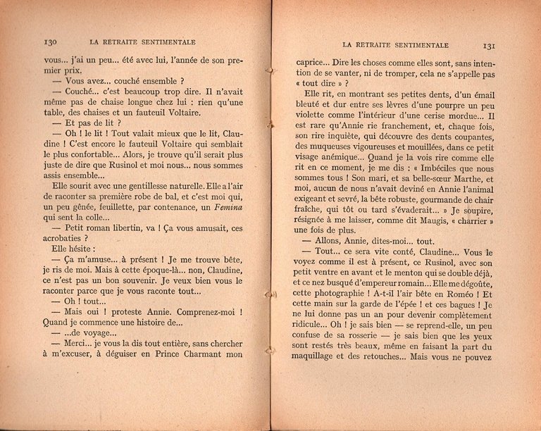 LA RETRAITE SENTIMENTALE di Colette 1947 Mercure de France Libro