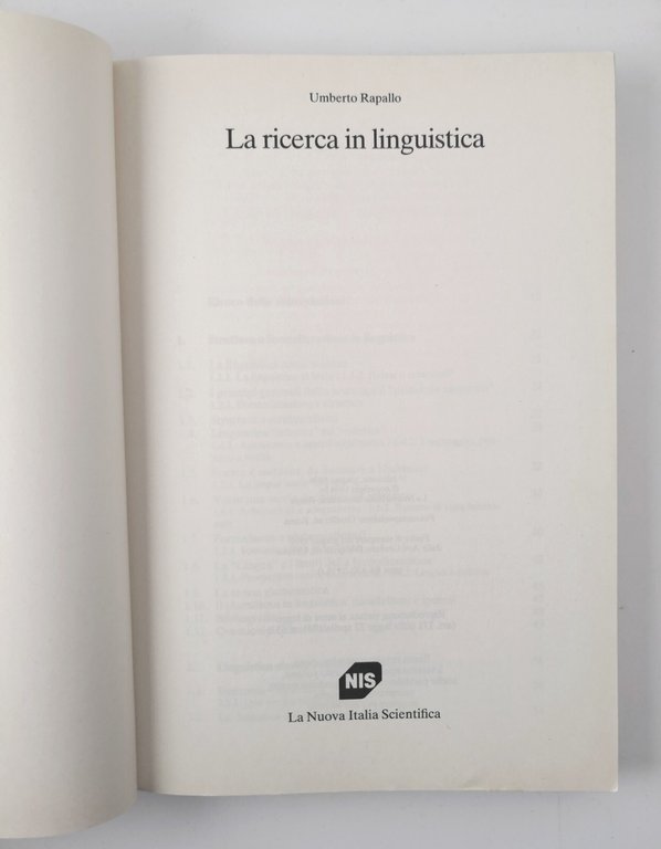 LA RICERCA IN LINGUISTICA di Umberto Rapallo 1994 La nuova …