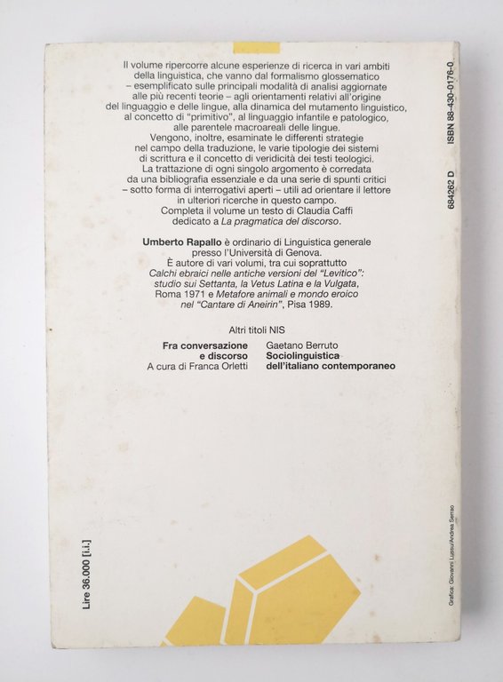 LA RICERCA IN LINGUISTICA di Umberto Rapallo 1994 La nuova …