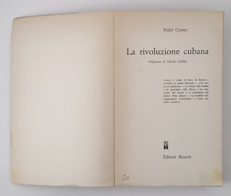 LA RIVOLUZIONE CUBANA di Fidel Castro 1961 Editori Riuniti Libro …