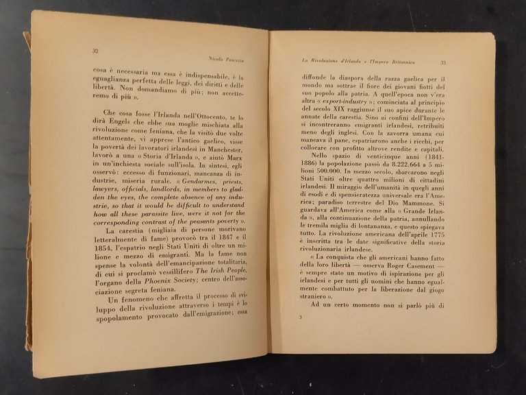LA RIVOLUZIONE D'IRLANDA E L'IMPERO BRITANNICO di Pascazio 1934 Libro