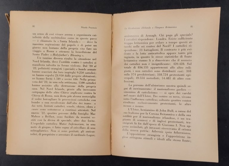 LA RIVOLUZIONE D'IRLANDA E L'IMPERO BRITANNICO di Pascazio 1934 Libro