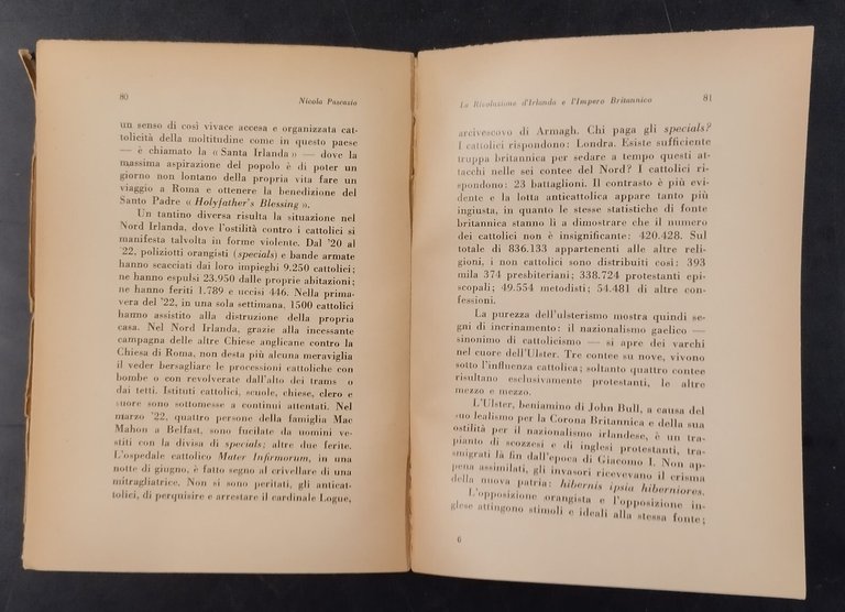 LA RIVOLUZIONE D'IRLANDA E L'IMPERO BRITANNICO di Pascazio 1934 Libro