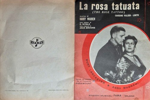LA ROSA TATUATA spartito della canzone del film Burt Lancaster …