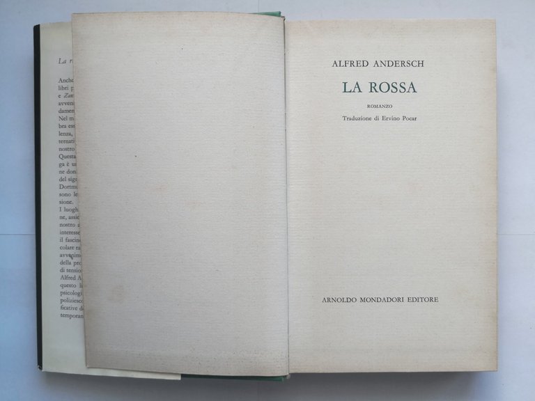 LA ROSSA di Alfred Andersch 1962 Mondadori Medusa Libro romanzo …