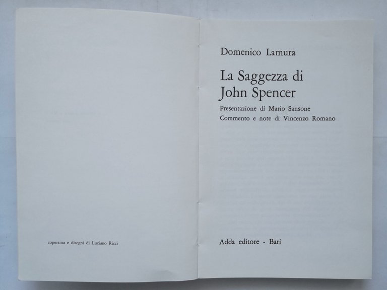 LA SAGGEZZA DI JOHN SPENCER Domenico Lamura 1980 Adda Libro …