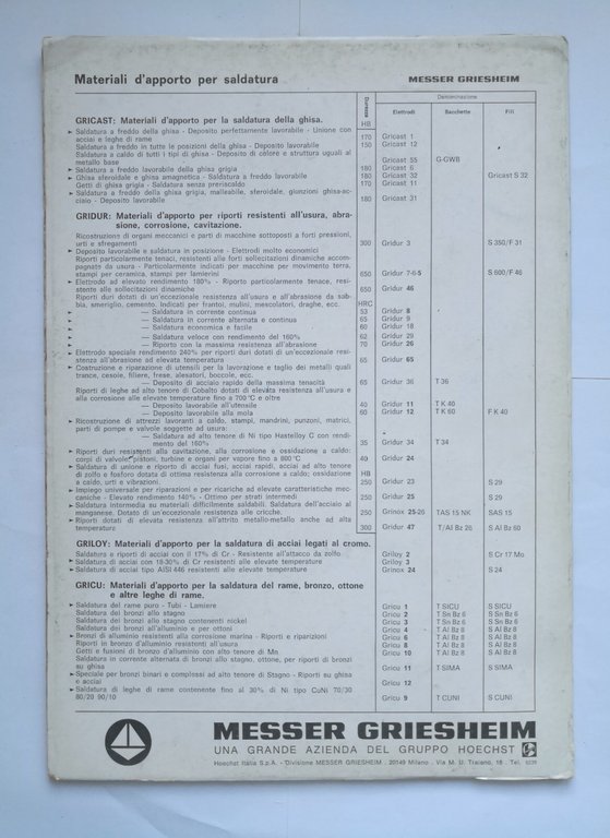 LA SALDATURA DEGLI ACCIAI INNOSSIDABILI opuscolo Messer Griescheim tecnica sulla