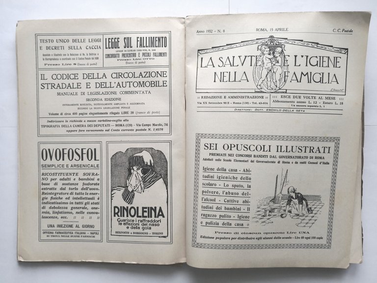 LA SALUTE E L'IGIENE NELLA FAMIGLIA 1932 annata completa 24 …