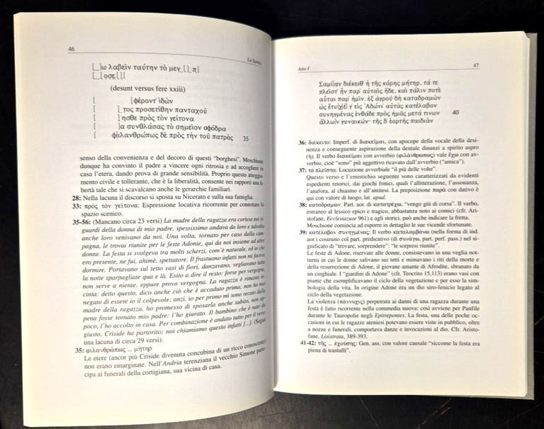 LA SAMIA di Menandro 2001 Edipuglia Libro testo in greco …