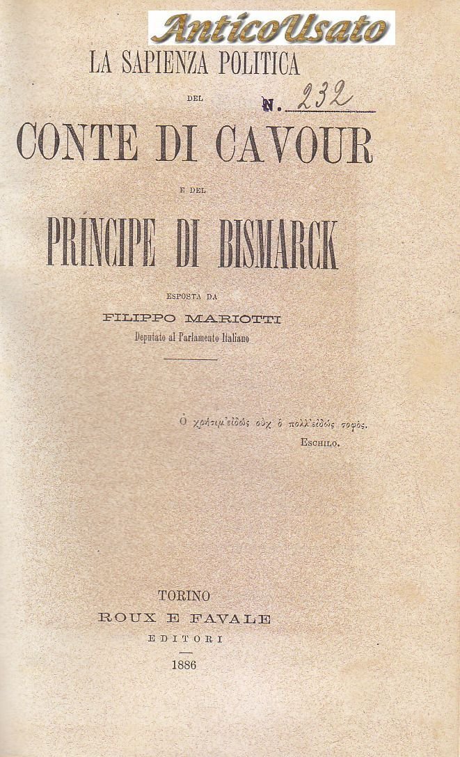 LA SAPIENZA POLITICA DEL CONTE CAVOUR E PRINCIPE DI BISMARCK …