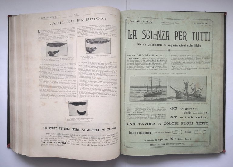 LA SCIENZA PER TUTTI annata completa 1911 volume 3 Sonzogno …