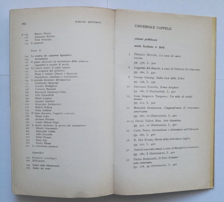 LA SCULTURA DEL XX SECOLO di Werner Hofmann 1962 Cappelli …
