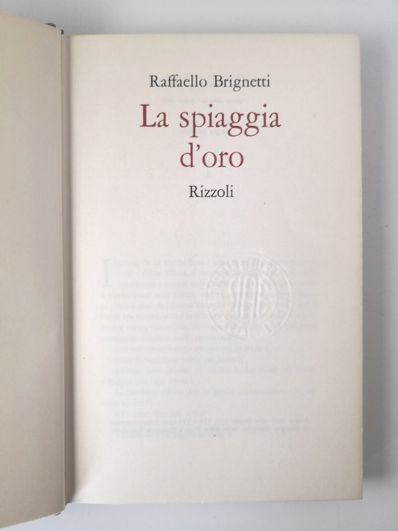 LA SPIAGGIA D'ORO di Raffaello Brignetti La Scala 1971 Rizzoli …