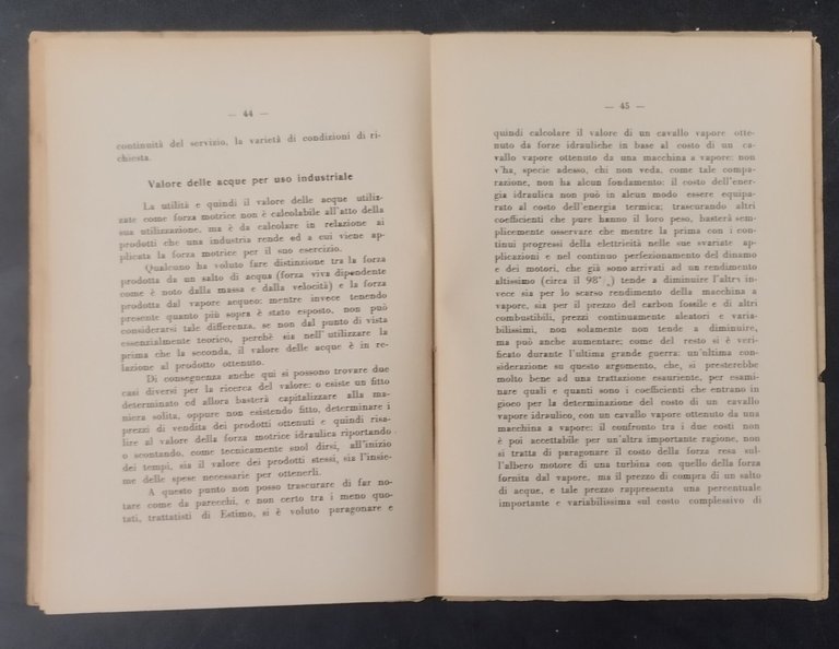 LA STIMA DELLE ACQUE di Domenico Rajola 1946 Stabilimento Rispoli …