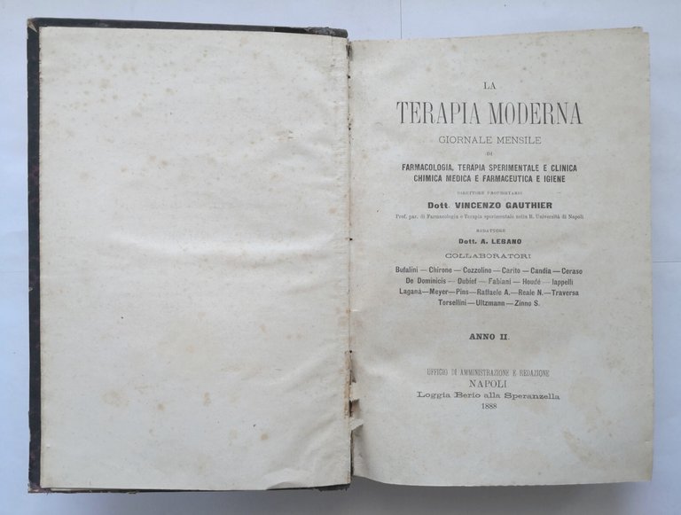 LA TERAPIA MODERNA giornale mensile Anno 2 di Vincenzo Gauthier …