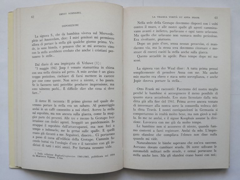 LA TRAGICA VERITÀ SU ANNA FRANK di Ernst Schnabel 1958 …
