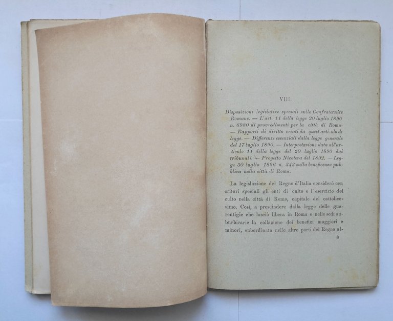 LA TRASFORMAZIONE DELLE CONFRATERNITE NEL DIRITTO PUBBLICO ITALIANO 1899 libro