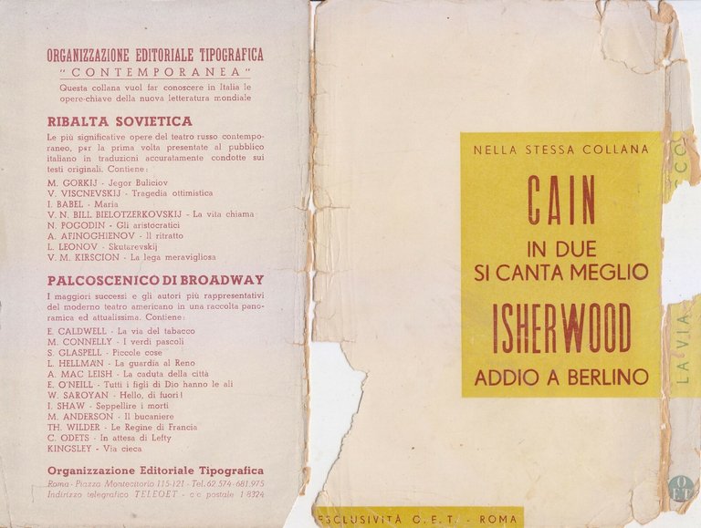 LA VIA DEL TABACCO di Erskine Caldwell 1944 OET Editore …