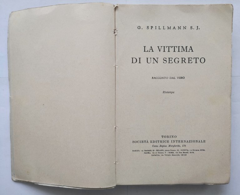 LA VITTIMA DI UN SEGRETO Spillmann 1943 SEI Libro romanzo …