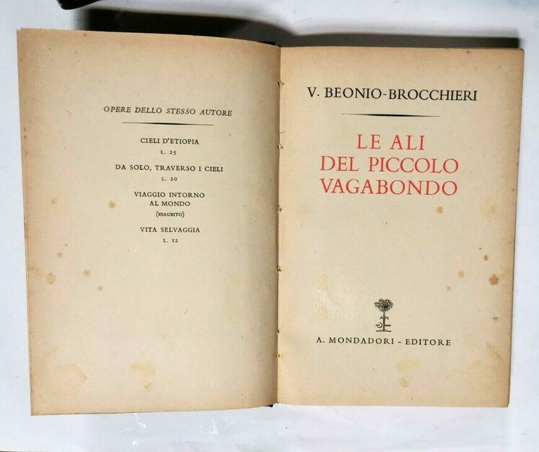 LE ALI DEL PICCOLO VAGABONDO di Vittorio Beonio Brocchieri 1941 …