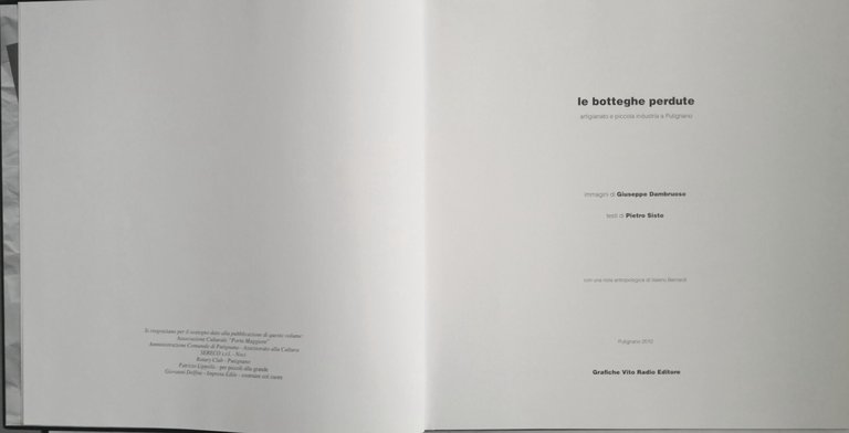 LE BOTTEGHE PERDUTE di Pietro Sisto e Giuseppe Dambruoso 2010 …