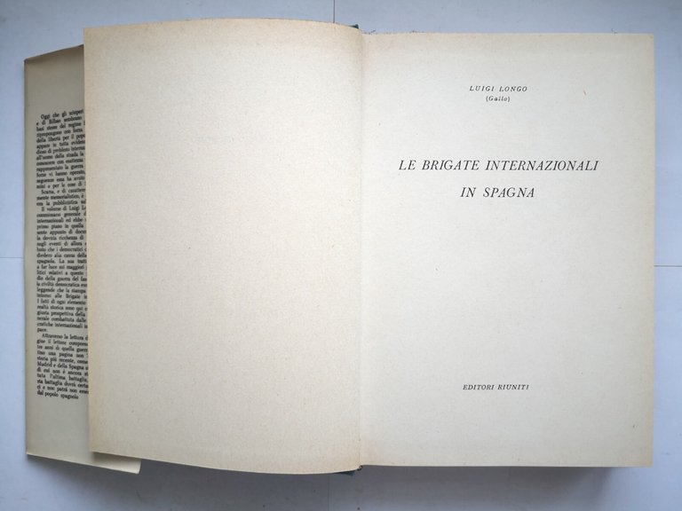 LE BRIGATE INTERNAZIONALI IN SPAGNA di Luigi Longo 1956 Editori …