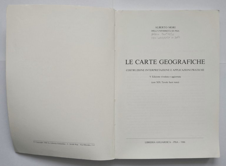 LE CARTE GEOGRAFICHE costruzione interpretazione di Alberto Mori 1986 Libro