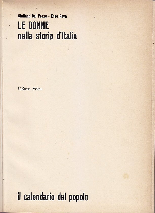 LE DONNE NELLA STORIA D’ITALIA 2 volumi Di Giuliana Dal …