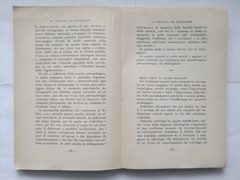 LE DOTTRINE MODERNE DELLA DELINQUENZA di Agostino Gemelli 1920 Vita …