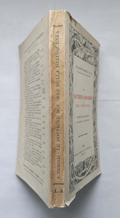 LE DOTTRINE MODERNE DELLA DELINQUENZA di Agostino Gemelli 1920 Vita …