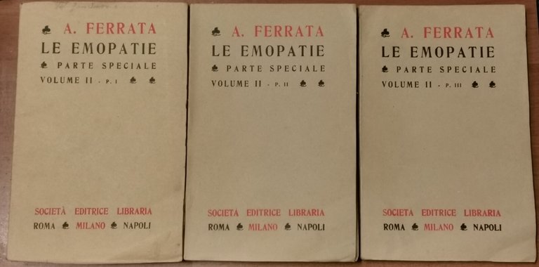 LE EMOPATIE di Adolfo Ferrata 2 volumi in 5 tomi …