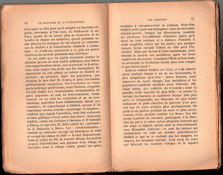 LE FASCISME ET L'ANTIFASCISME EN ITALIE di M Rocca 1930 …