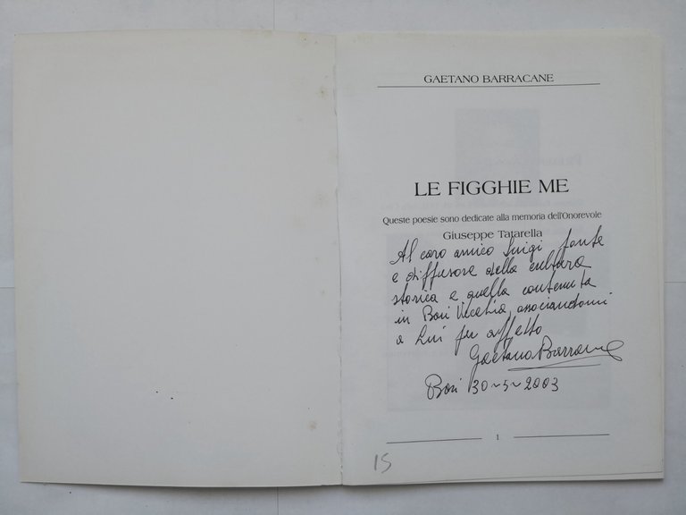 LE FIGGHIE ME di Gaetano Barracane dedica autografa Libro poesie …