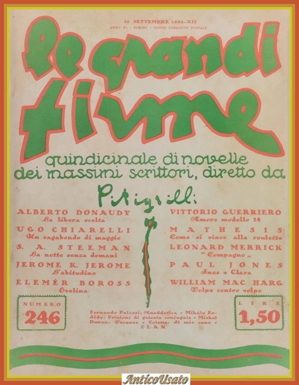 LE GRANDI FIRME QUINDICINALE DI NOVELLE Pitigrilli settembre 1934 rivista