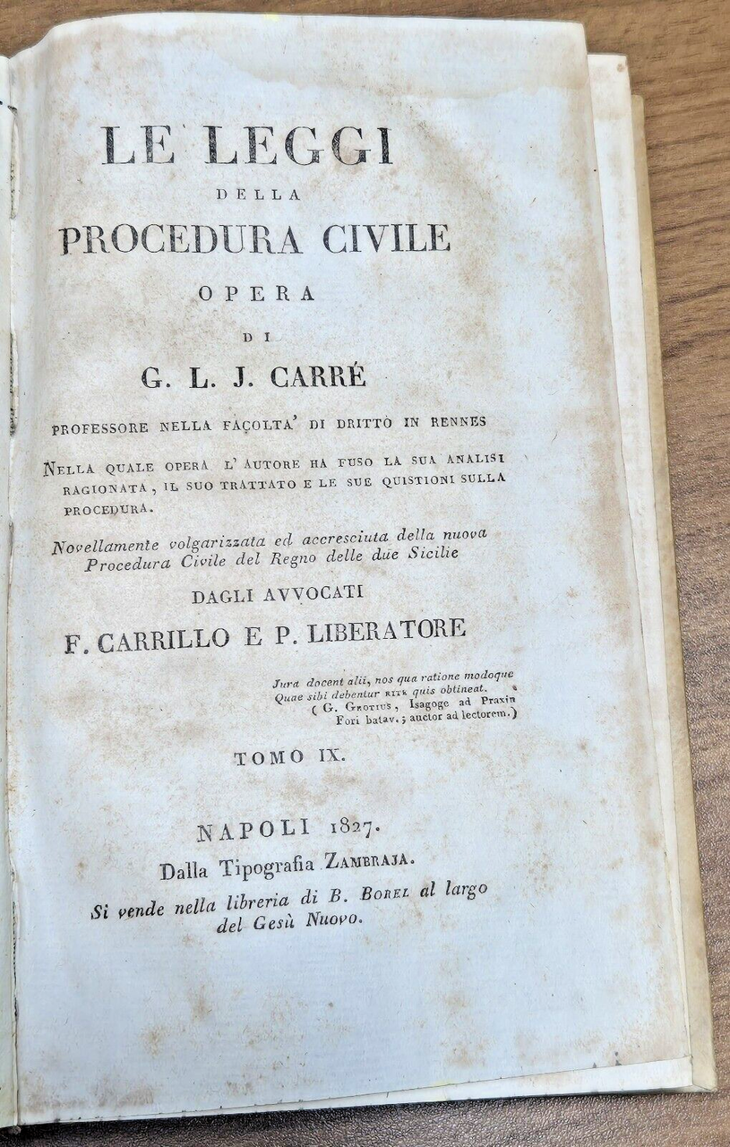LE LEGGI DELLA PROCEDURA CIVILE tomi 9 e 10 di … | Immagine principale