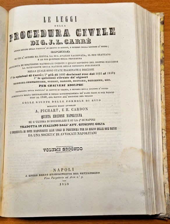 LE LEGGI DELLA PROCEDURA CIVILE volume 1 e 2 di …