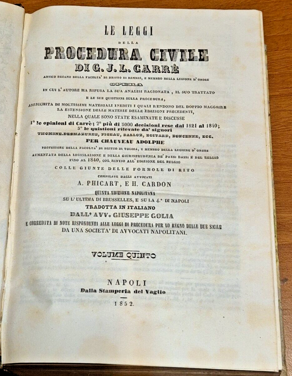 LE LEGGI DELLA PROCEDURA CIVILE volume 5 e 6 di …