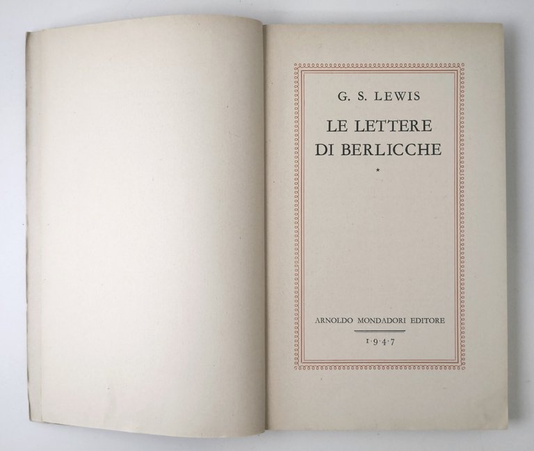 LE LETTERE DI BERLICCHE C S Lewis 1947 Mondadori quaderni …