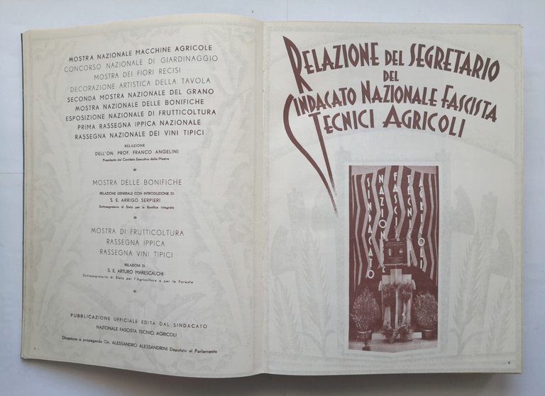 LE MANIFESTAZIONI AGRICOLE DEL DECENNALE 1932 Sindacato Nazionale Fascista Libro