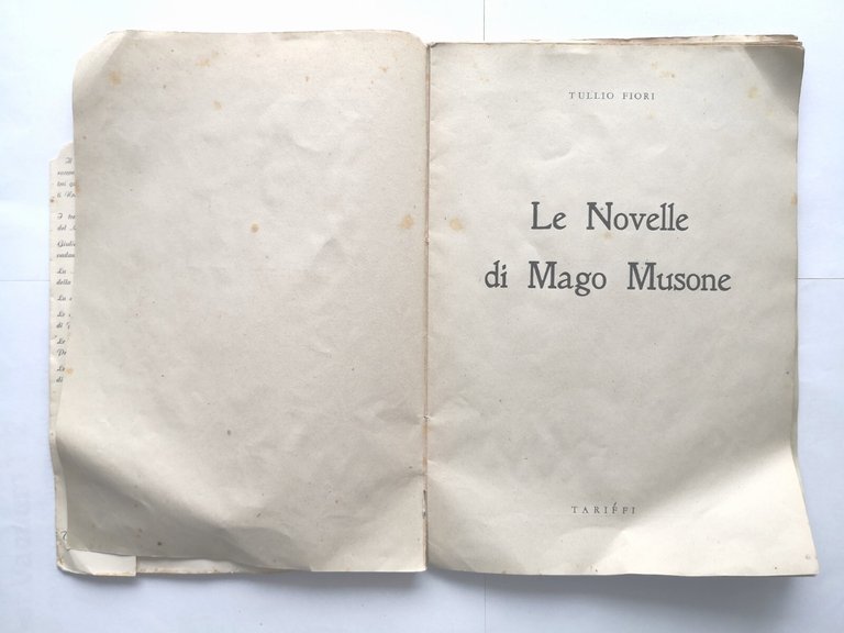 LE NOVELLE DI MAGO MUSONE di Tullio Fiori 1945 Tariffi …