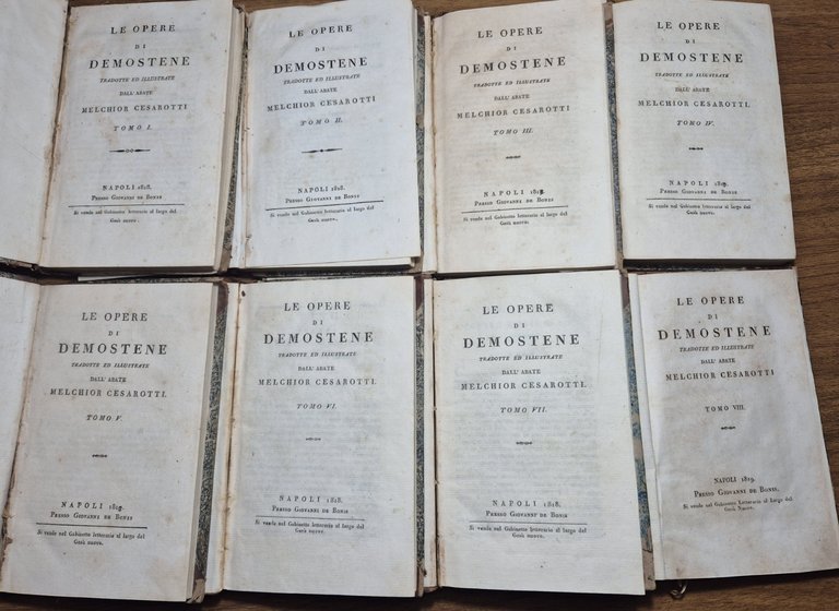 LE OPERE DI DEMOSTENE tradotte da Melchior Cesarotti 8 volumi …