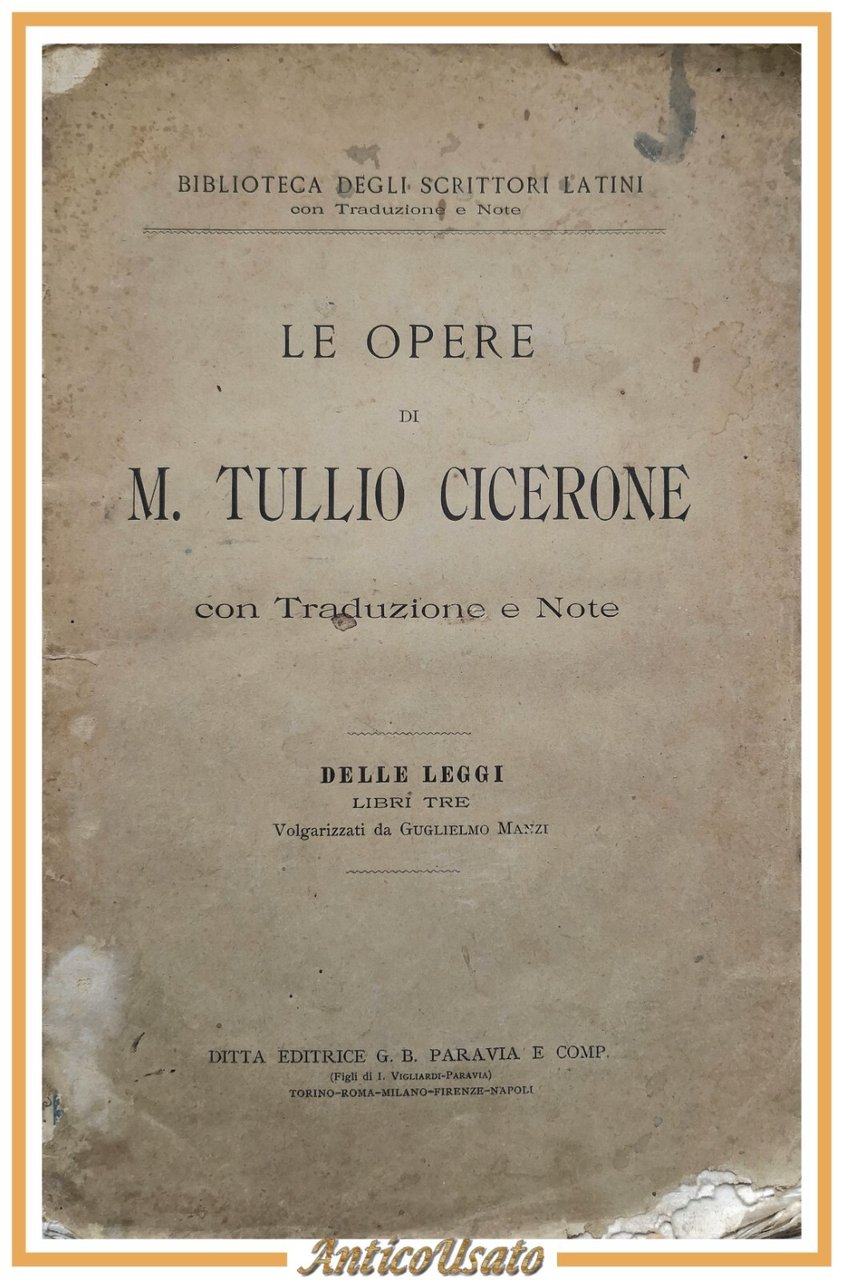 LE OPERE di Marco Tullio Cicerone con traduzione note 1857 …