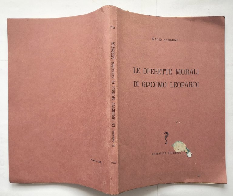 LE OPERETTE MORALI DI GIACOMO LEOPARDI Mario Sansone Editrice Adriatica …