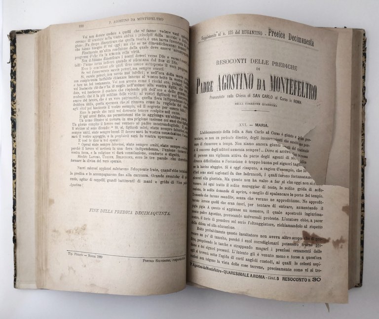 LE PREDICHE di Padre Agostino da Montefeltro 1890 Vallardi e …