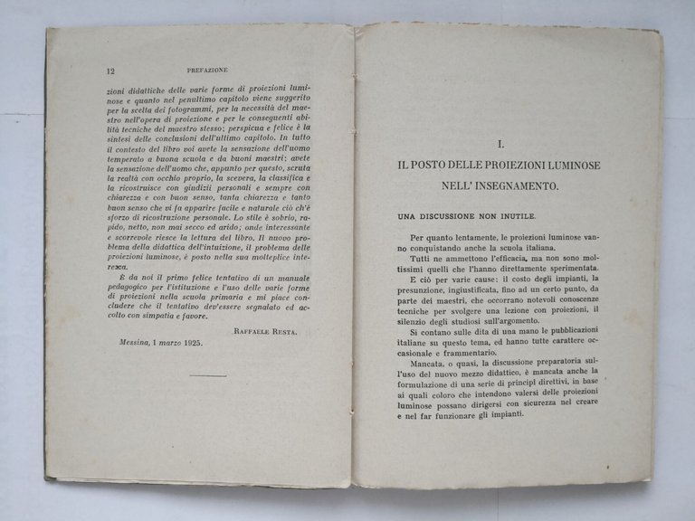 LE PROIEZIONI LUMINOSE NELLA SCUOLA di Luigi Cremaschi 1925 Bemporad …